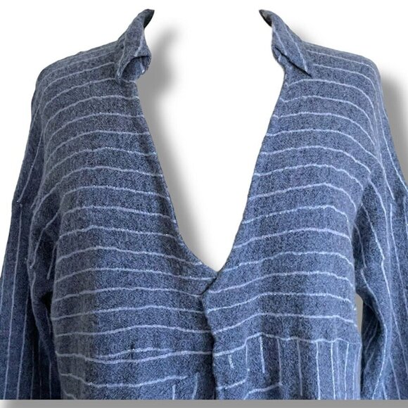 Akemi + Kin Womens Strada Tunic Top Sz Large Blue Stripe Wool Anthropologie - Picture 5 of 8